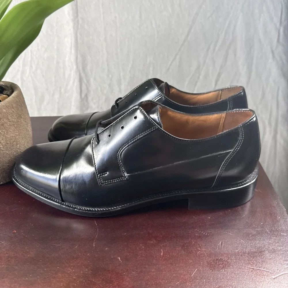 Bostonian Classics First Flex Mens Size 9.5 Cap Toe Oxford Shoes Black Leather